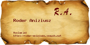 Roder Aniziusz névjegykártya